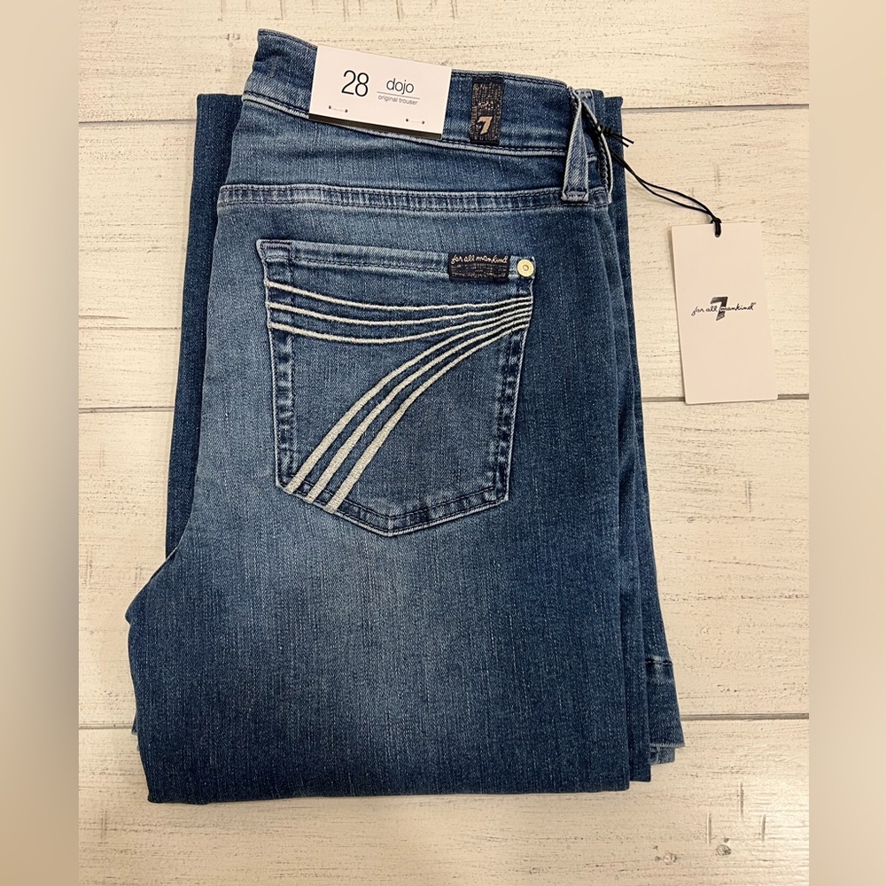 7 For All Mankind Dojo Original Jeans Trouser NWT Size 28 7FAMK Silver Stitching
